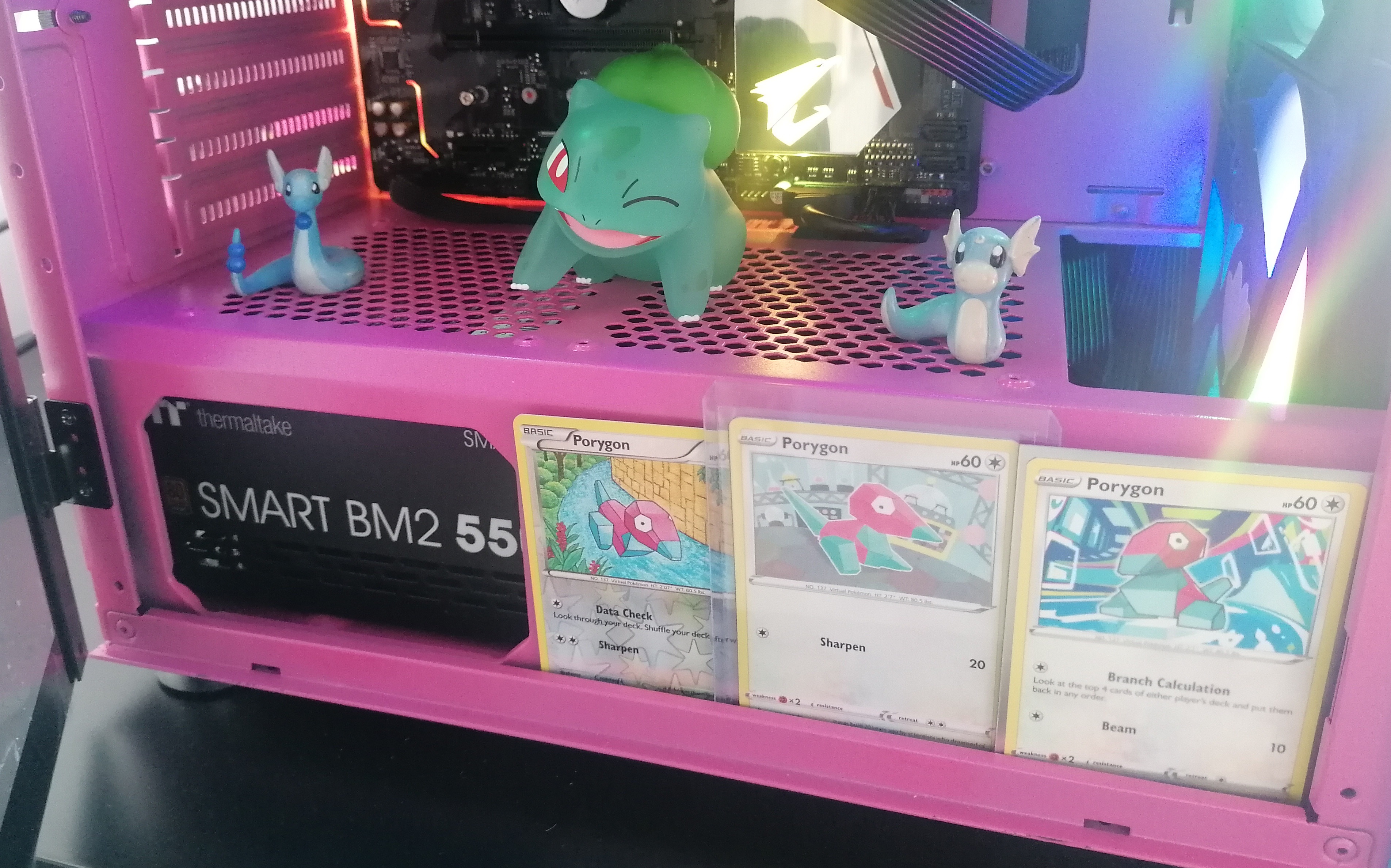 Close up of inside of case the the pokemon merch