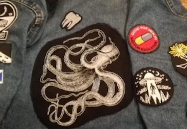 Patches on demin jacket
