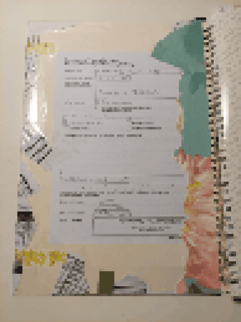 Pixelated gif showing 28 pages of a ancient scraps scrapbook